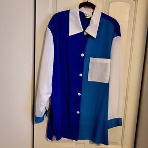 Maggie Sweet, Women's blouse 1X, color-block pattern